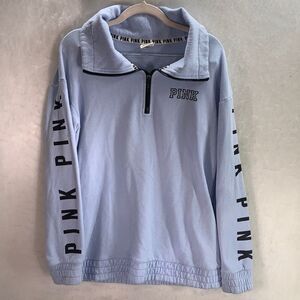 Victoria’s Secret PINK light blue collared quarter zip sweatshirt size small